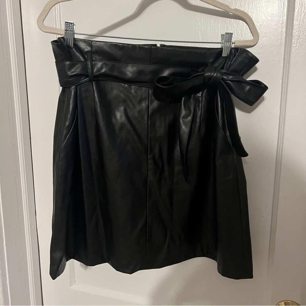 Banana Republic Black Leather Skirt with Bow